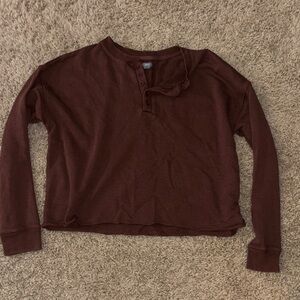 Aerie Rust Long Sleeve Henley